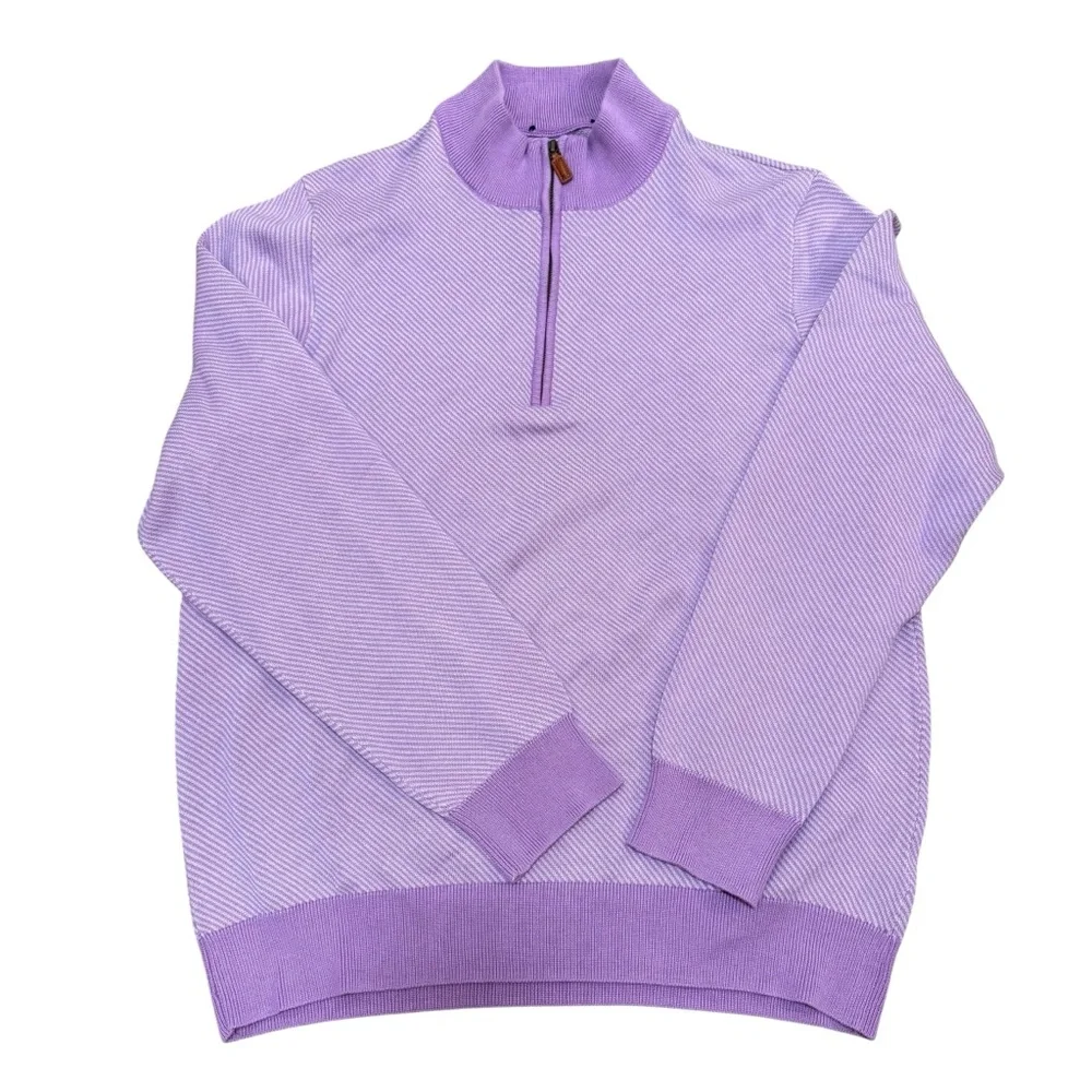 Vineyard Vines mens LARGE lavender purple half zip pullover sweater preppy knit